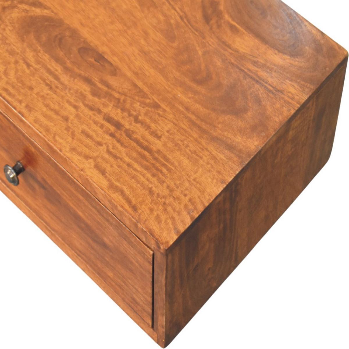 KONSOLE Lunar Kastanie Wandmontiert, 2 Schubladen, Dunkelbraun - Dunkelbraun/Messingfarben, Holz/Metall (88/15/32cm) - Artisan Furniture