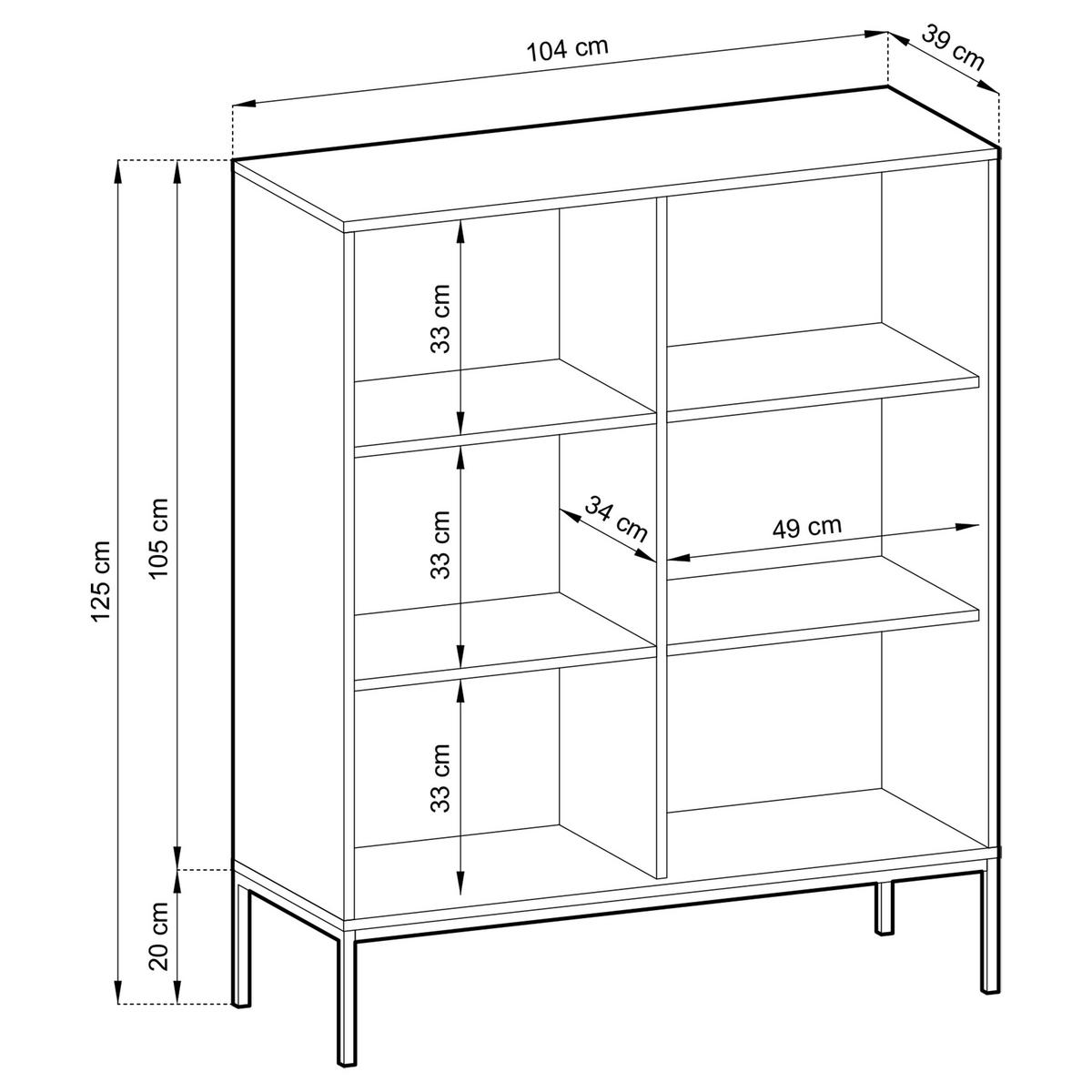 HIGHBOARD STELLARE 104/125/39 cm mit 2 Türen Weiß - Goldfarben/Weiß, Holzwerkstoff (104/125/39cm) - MASSENO