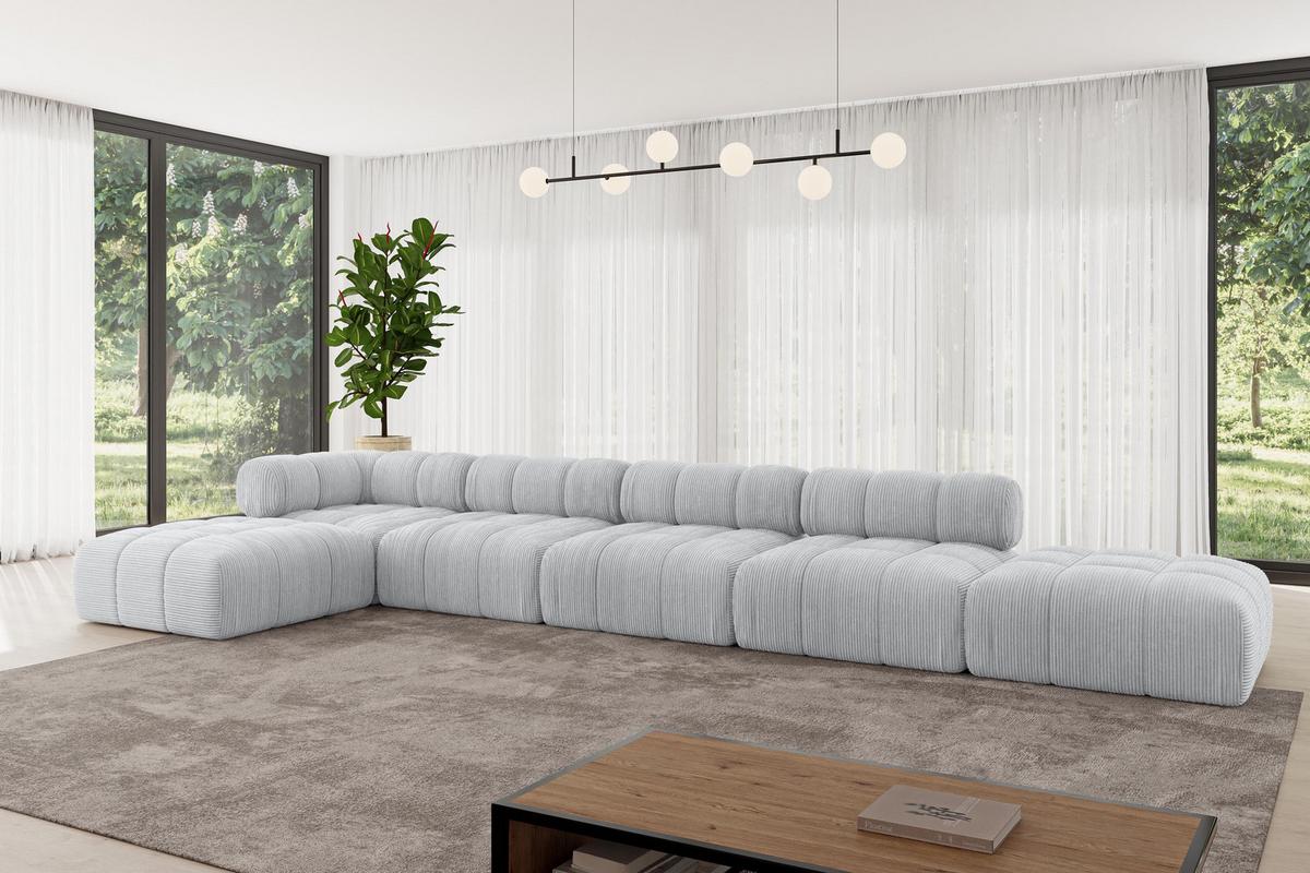 ECKSOFA modulares Sofa Kerru-L3 - 475x190x70 cm Grau Cord - Grau, Holzwerkstoff/Textil (475/190cm) - ALTDECOR