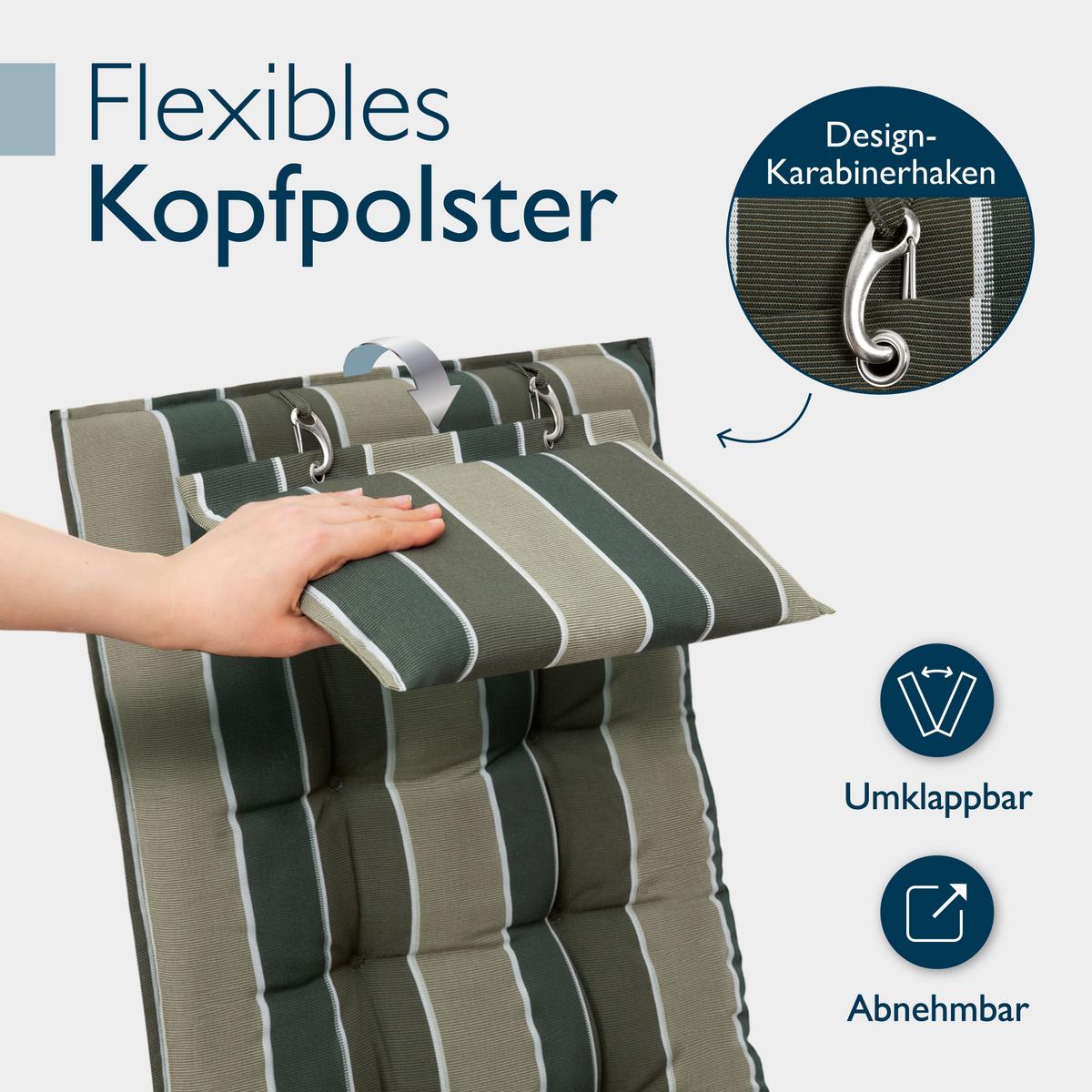HOCHLEHNER Sun-HL 119x50x8cm Grün-Gestreift (2tlg) - Grün, Textil (50/120cm) - Beautissu 