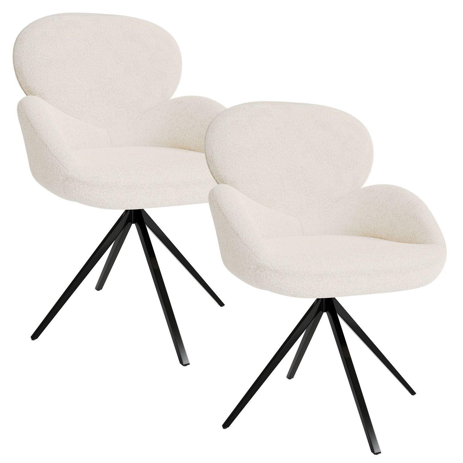 DREHSTUHL Albano Bouclé Creme (2er-Set) - Creme, Textil (59/90/65cm) - Juskys