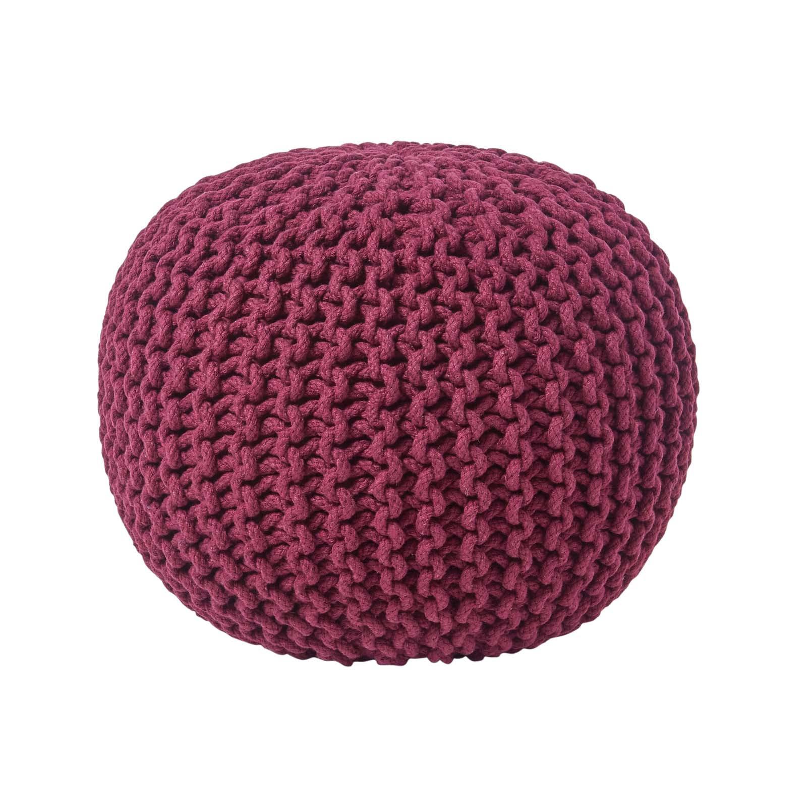 STRICK-POUF weinrot, 40/40/35 cm - Weinrot, Textil (40/35/40cm) - Homescapes