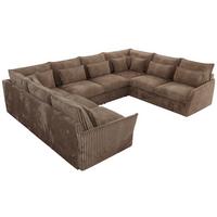 WOHNLANDSCHAFT VERSO U 8M Braun Cord - Schwarz/Braun, Kunststoff/Textil (362/93/270cm) - MKS