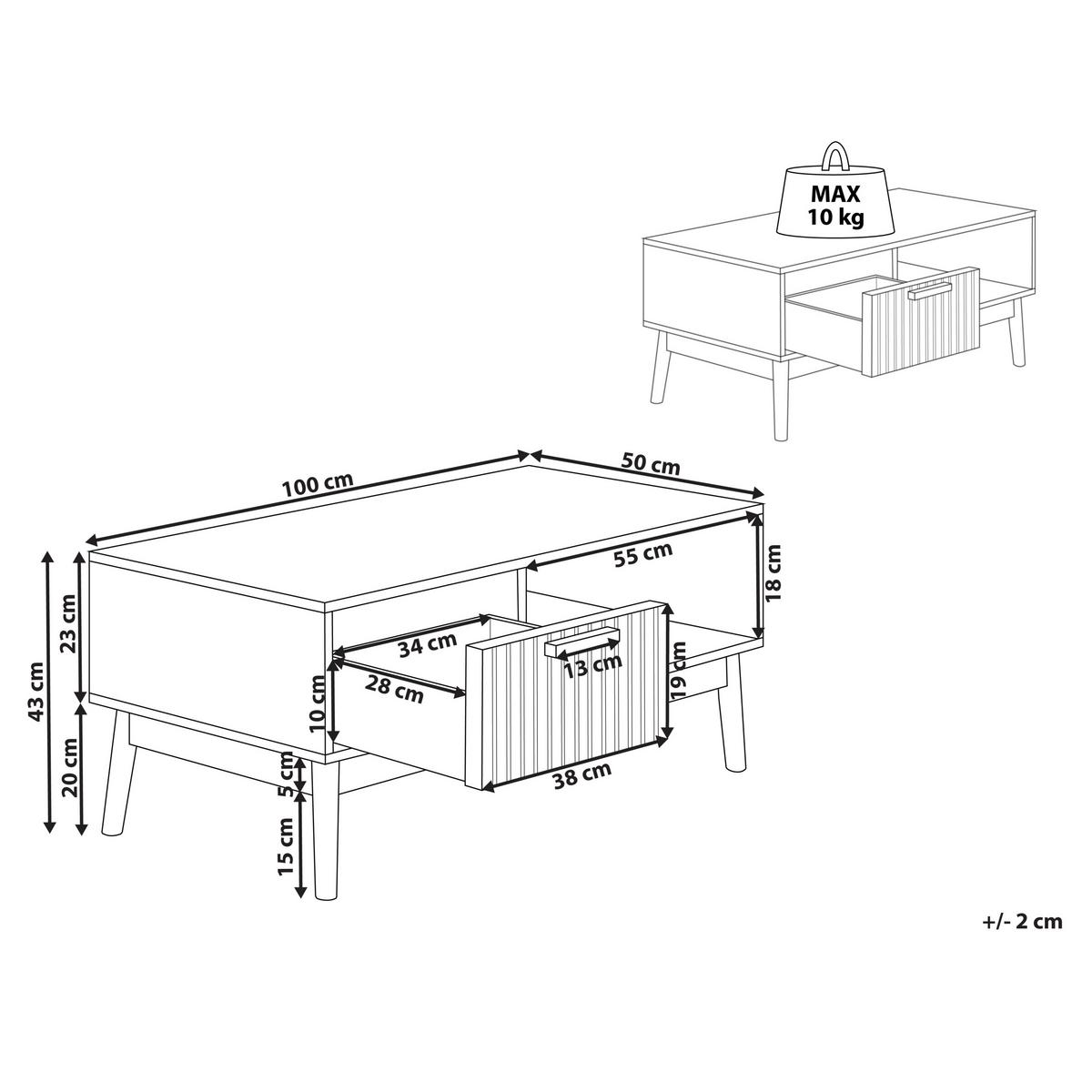 COUCHTISCH Hellbraun Lynwood - Braun, Holzwerkstoff (50/100/43cm) - Beliani