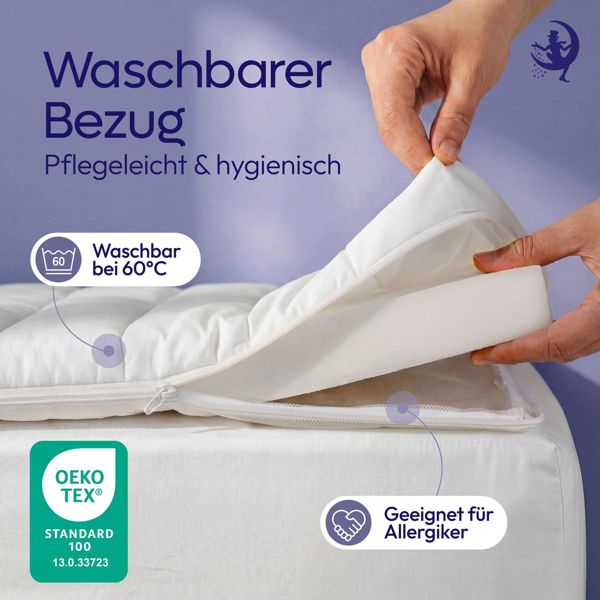 BOXSPRINGTOPPER Kaltschaum 80x190 cm – 5 cm Matratzentopper für weicheren Liegekomfort - Weiß, Textil (80/190cm) - Mister Sandman