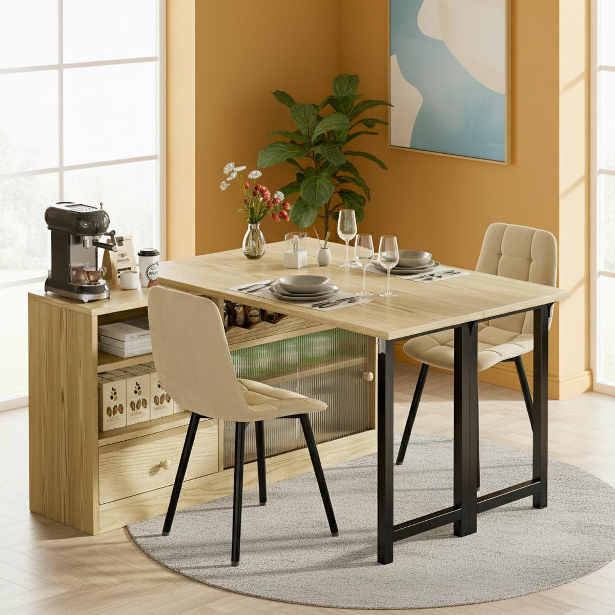 MULTIFUNKTIONALER Esstisch und Sideboard (klappbar) mit Stauraum - Weiß, Holzwerkstoff/Metall (110/120/75cm) - Urban Meuble