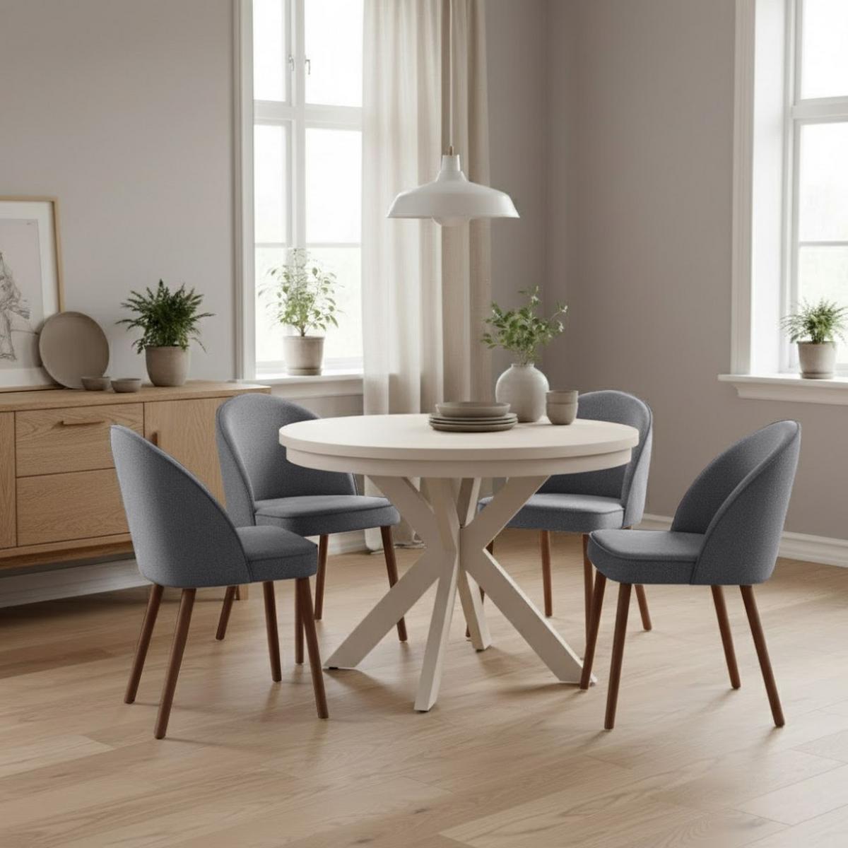 STUHL Luna, Polsterstuhl für das Esszimmer mit wengefarbenen Holzbeinen, Grau - Wengefarben/Grau, Holz (51/87/46cm) - Beautysofa