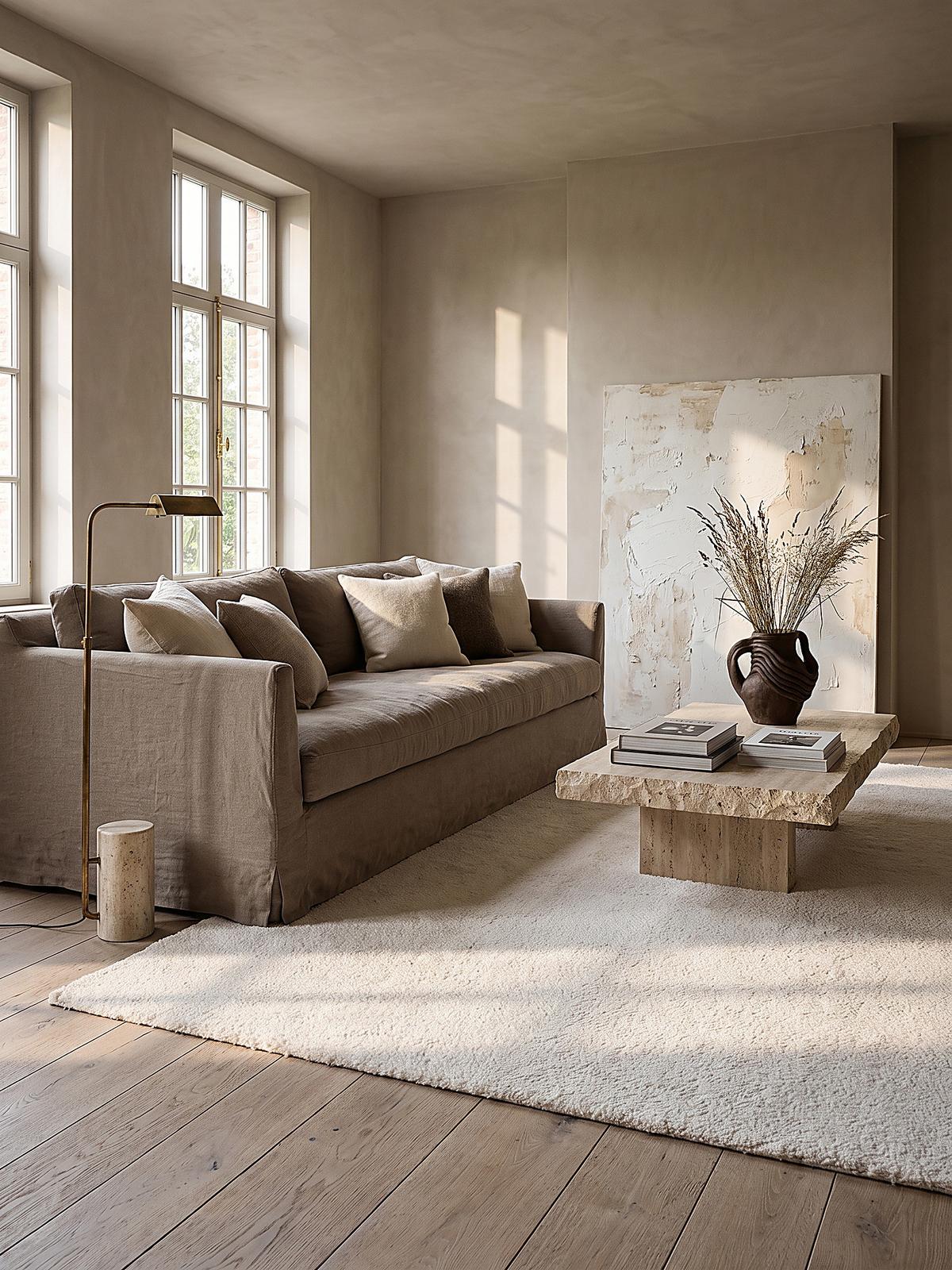 HOCHFLORTEPPICH Antirutsch Uni ALDAN Polyester Creme 240 x 240 cm - Beige, Textil (240/240cm) - KADIMA DESIGN