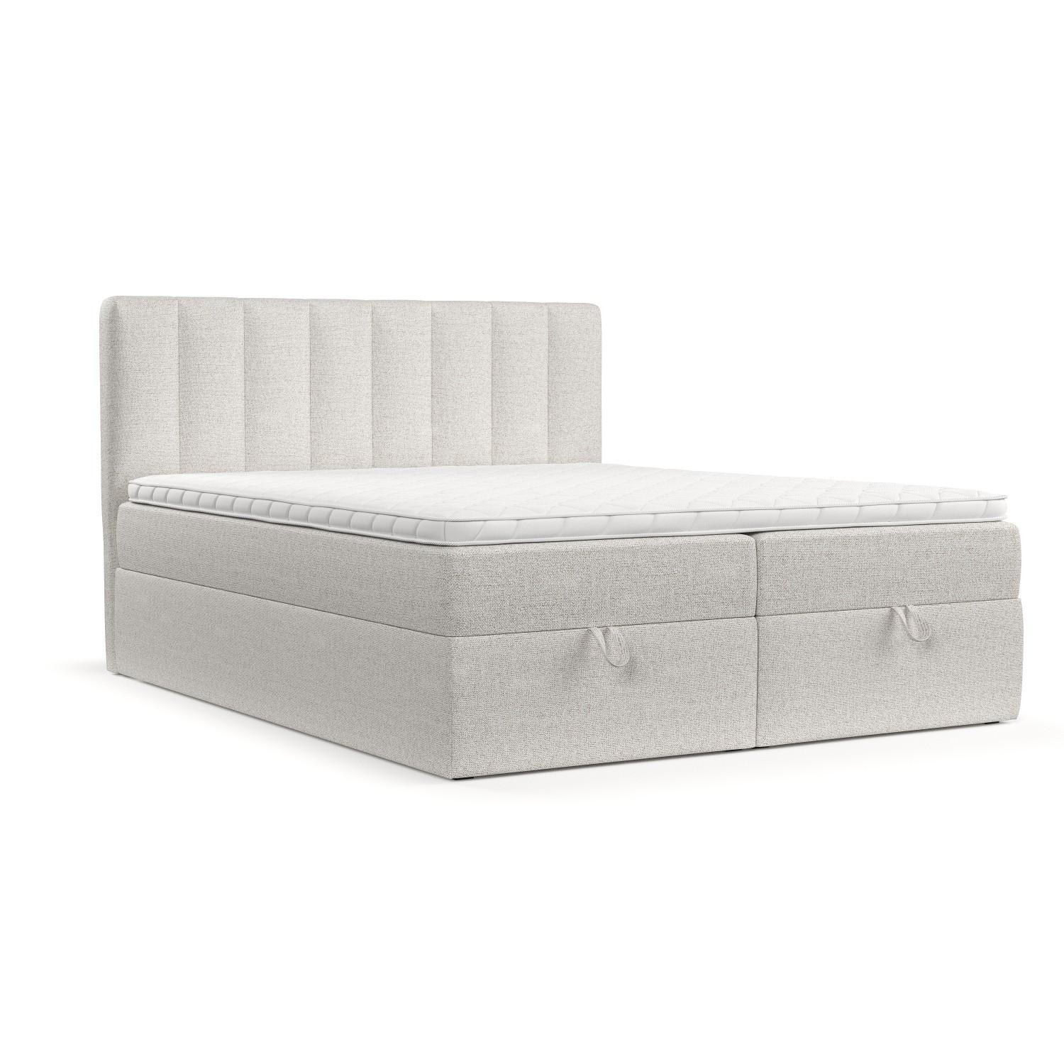 BOXBETT Lusso 140/200 cm Hellbeige im Riva Stoff - Sandfarben/Schwarz, Holz/Holzwerkstoff (140/200cm) - AltaBeds