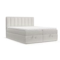 BOXBETT Lusso 140/200 cm Hellbeige im Riva Stoff - Sandfarben/Schwarz, Holz/Holzwerkstoff (140/200cm) - AltaBeds
