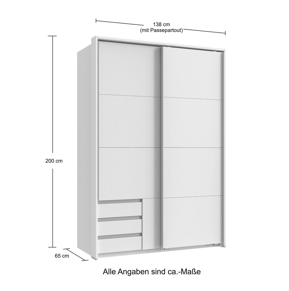 SCHWEBETÜRENSCHRANK 2-türig B138/H200/T65 cm, Passepartout-Kleiderschrank in Eiche Dekor, 1x Tür & sichtbare Schubkästen in Grafit / 22671 - Eichefarben/Graphitfarben, Holz/Holzwerkstoff (138/200/65cm) - luma-home