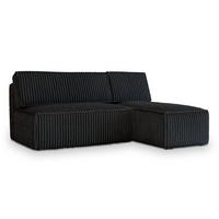 ECKSOFA BRISO T Schwarz Kordstoff mit Schlaffunktion - Schwarz/Grau, Holz/Kunststoff (200/140cm) - MASSENO