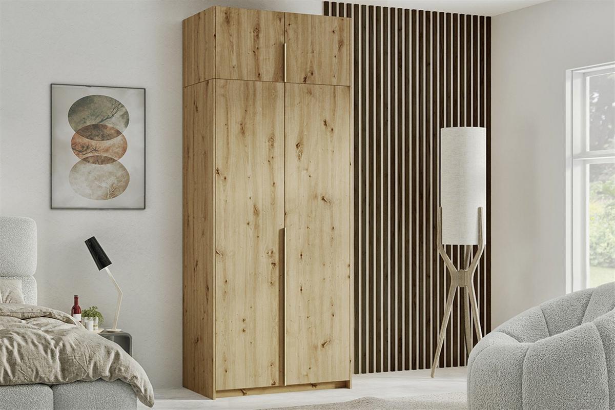 DREHTÜRENSCHRANK AMARA 100/250/58cm 2-türig Eiche Artisan - Eiche Artisan, Holzwerkstoff (100/250/58cm) - MASSENO
