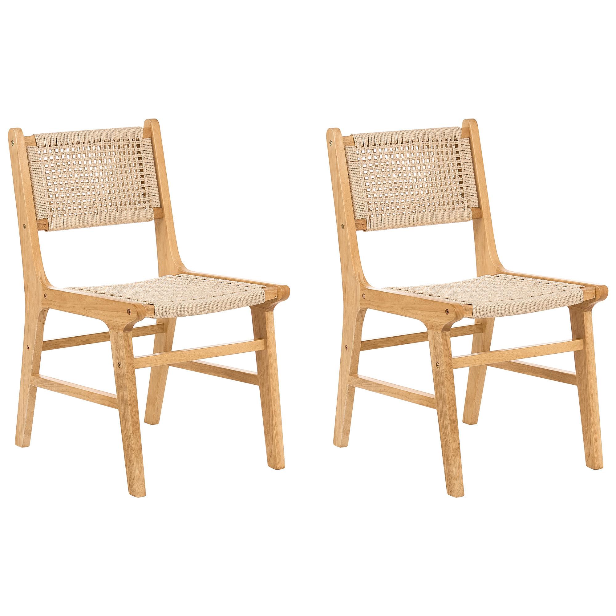 ESSZIMMERSTUHL 2er-Set Holz Hellbraun/Beige Ozella - Hellbraun, Holz (46/84/55cm) - Beliani