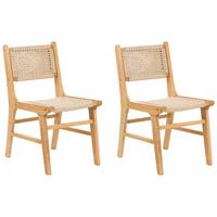 ESSZIMMERSTUHL 2er-Set Holz Hellbraun/Beige Ozella - Hellbraun, Holz (46/84/55cm) - Beliani