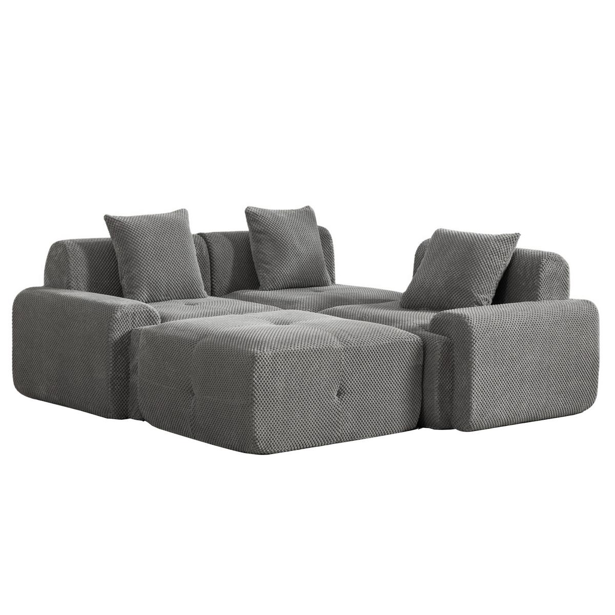 ECKSOFA 266cm L-Form Grau 3-Sitzer ohne Montage - Grau, Textil (266/176cm) - Urban Meuble