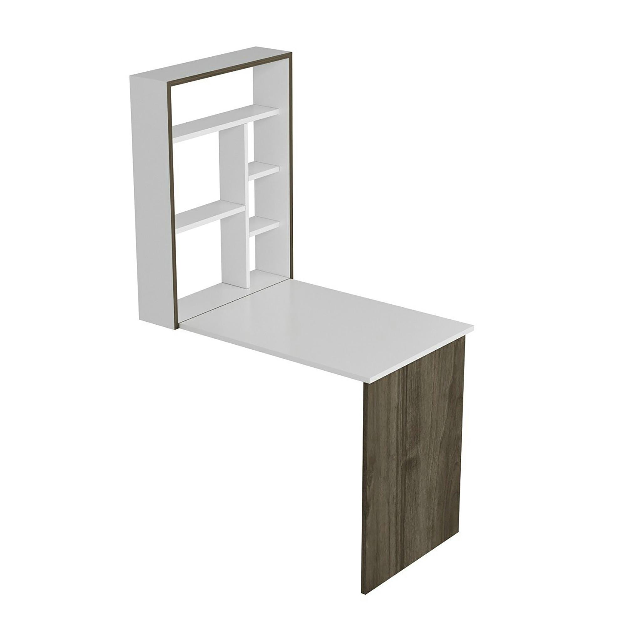 WANDKLAPPTISCH Greve - Walnussfarben/Weiß, Holzwerkstoff (77/75/58cm) - [en.casa]