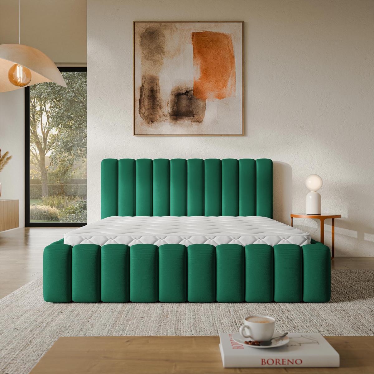 POLSTERBETT TEBA 200x200 cm mit Bettkästen - Grün - Grün, Holz/Textil (200/200cm) - MASSENO