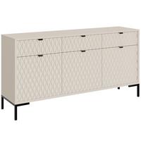 KOMMODE Montreal mit 3 Türen und 3 Schubladen, dekorative 3D-Fronten, 150 cm, Kaschmir - Kaschmir/Schwarz, Holzwerkstoff/Metall (150/85/40cm) - Beautysofa
