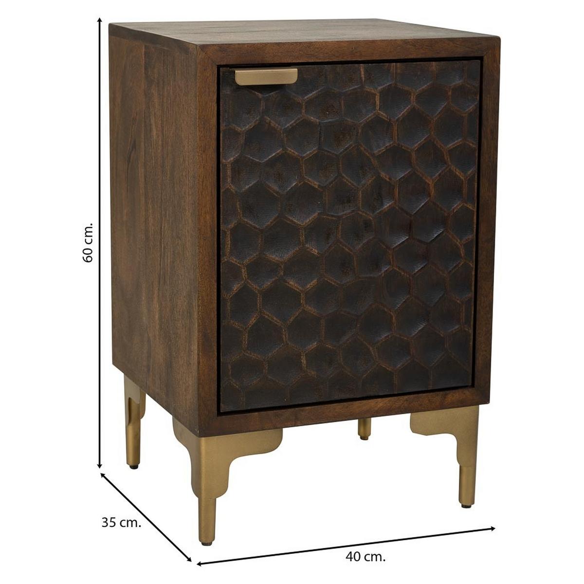 NACHTTISCH aus Metall und Holz, 40x35x60cm - Braun, Holz (40/60/35cm) - Wanderlust