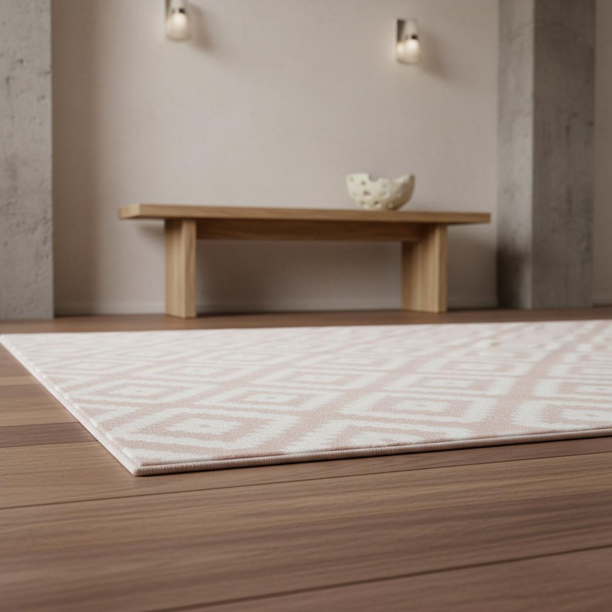 TEPPICH Kurzflor INN in Rosa, geometrisch, 80 x 300 cm - Rosa, Textil (300/80cm) - KADIMA DESIGN