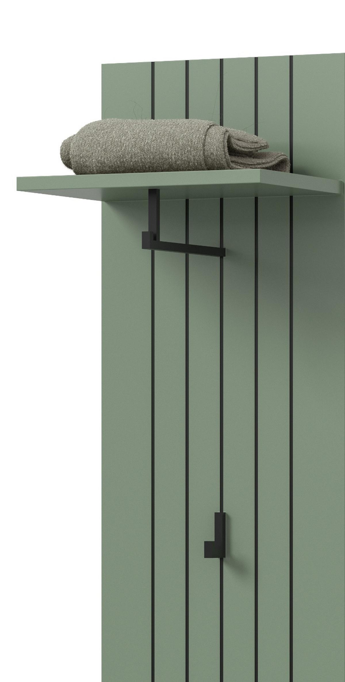 GARDEROBE-SET grün 3-teilig 152 cm, Garderobenkombination hängend - Schwarz/Grün, Glas/Holzwerkstoff (152/192/37cm) - Inn.Furn