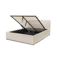 BETTKASTEN 160x200 cm mit kopfteil bezogen mit beigem - livy - Beige, Holz (200/160cm) - Calicosy