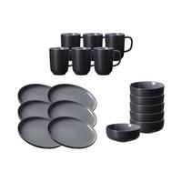 FRÜHSTÜCKSSERVICE Jasper schwarz 18er Set - Schwarz, Keramik (2/2/2cm) - Ritzenhoff Breker