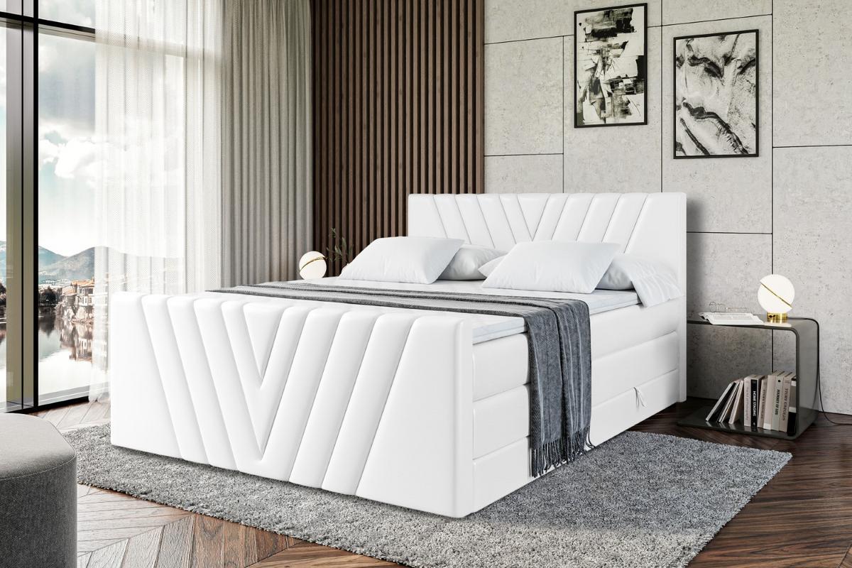 BOXSPRINGBETT ERNINA-Z KING - 140x200 - H3/H4 - Weiß Hochglanz - Weiß Hochglanz, Holzwerkstoff (140/200cm) - ALTDECOR