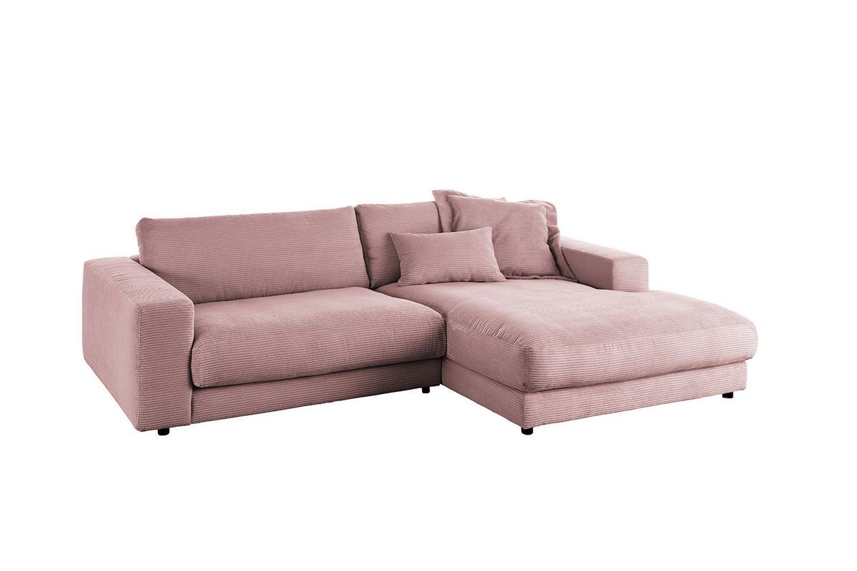 ECKSOFA MADELINE Pink Cord - Schwarz/Rosa, Kunststoff/Textil (270/190cm) - KAWOLA