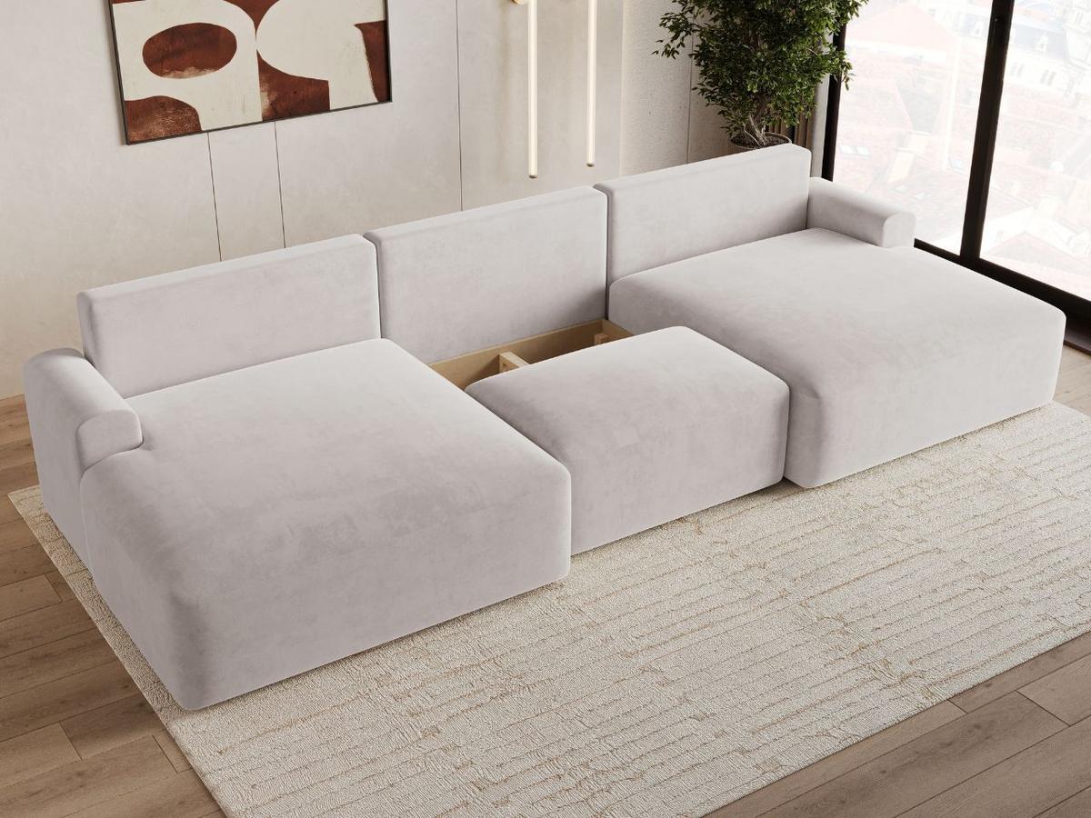 ECKSOFA U Serene Grau - Grau, Holz/Textil (391/145cm) - Graingold