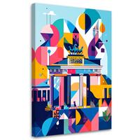 LEINWANDBILD Berlin Stadt Abstraktion im Bauhaus-Stil 80x120cm - Multicolor, Textil (80/120cm) - Feeby