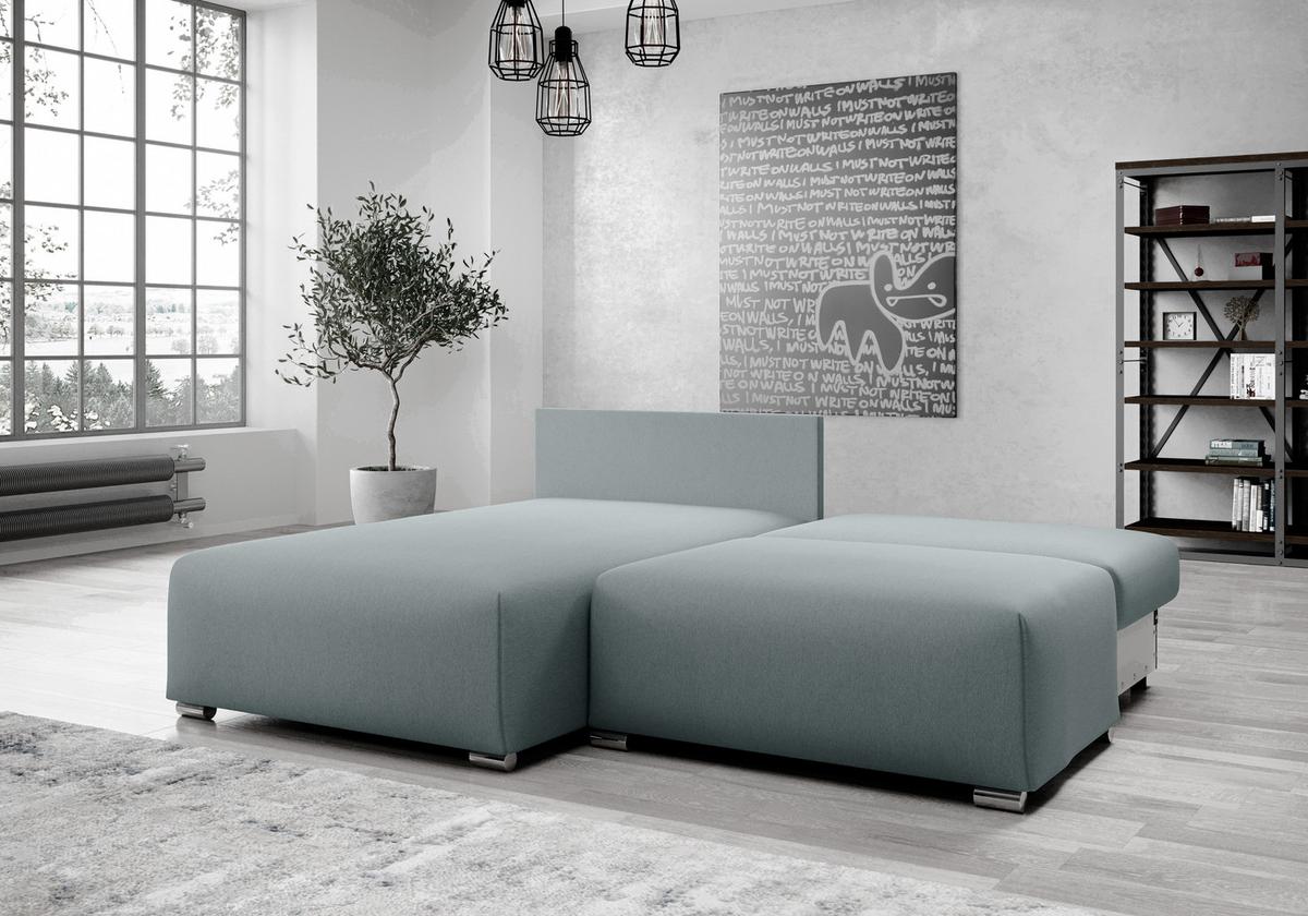 ECKSOFA L Form Ederra Braun 208/190/91 cm – großes Sofa mit Schlaffunktion L - Silberfarben/Braun, Textil/Metall (190/208cm) - AX Living