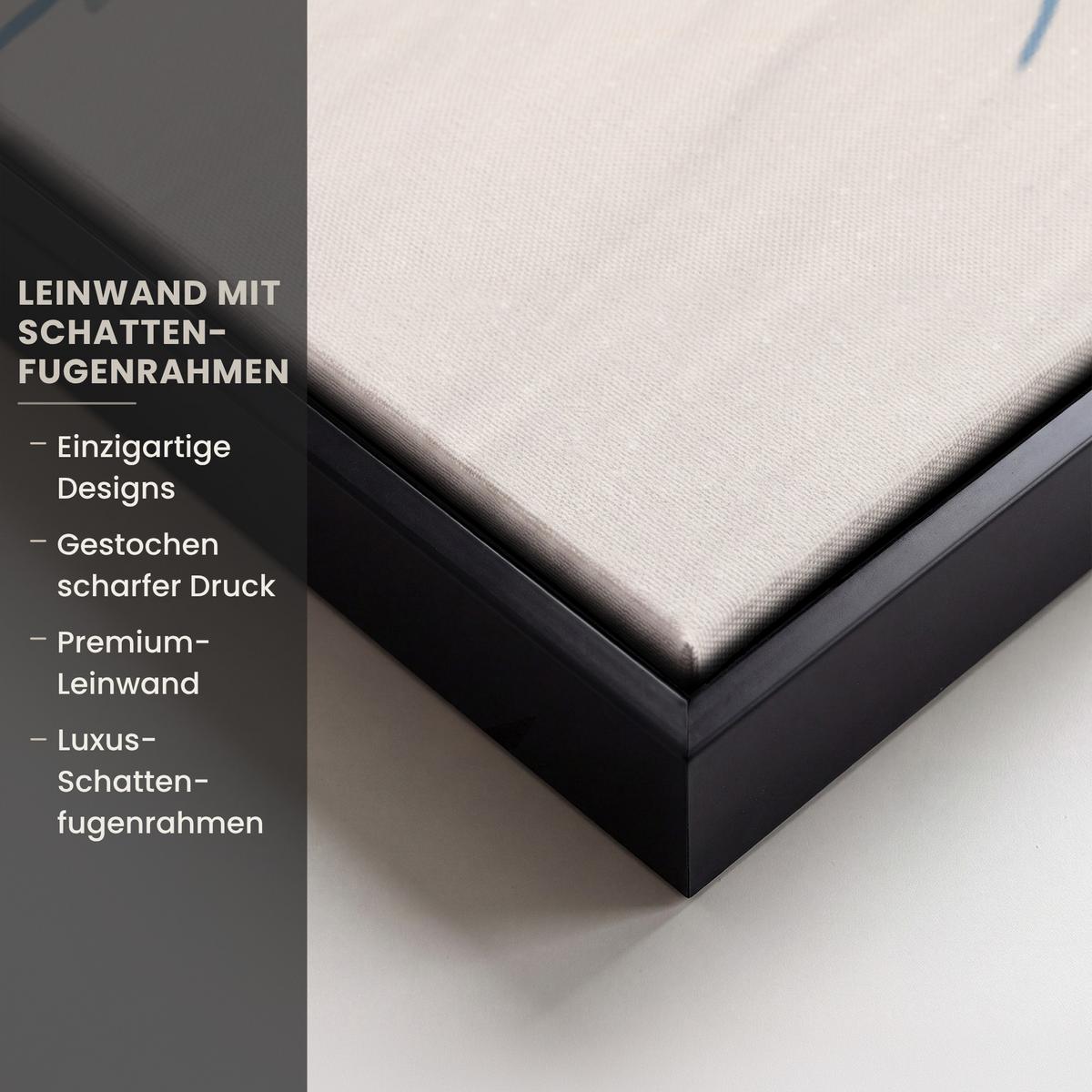 LEINWAND Bilder mit Rahmen - Winter - Hütte - Berge - Aussicht - Schnee - 90x90 - Eichefarben, Textil (90/90cm) - MuchoWow