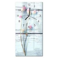 WANDUHR aus Glas 30x60 cm - Klee - Weiß, Glas (30/60/0.4cm) - TULUP