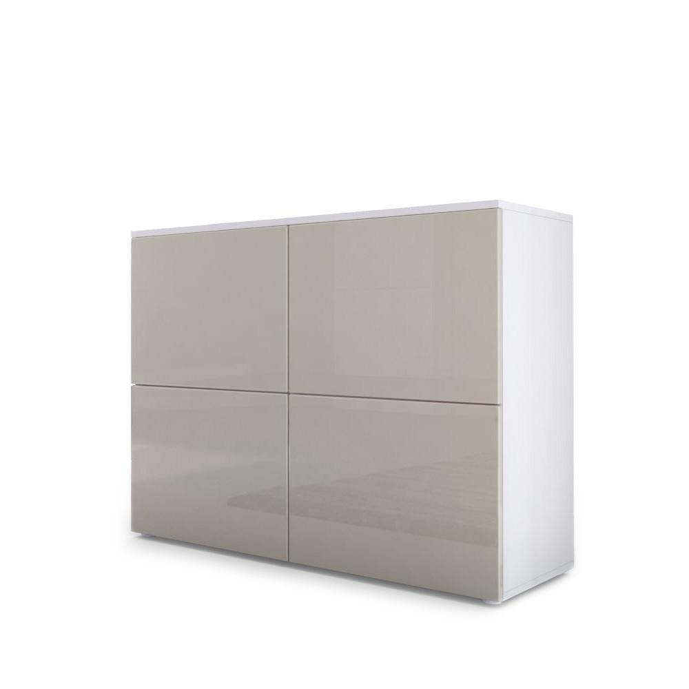 KOMMODE Rova Sandgrau Hochglanz / Sandgrau Hochglanz - Sandfarben, Holzwerkstoff (92/72/35cm) - Vladon