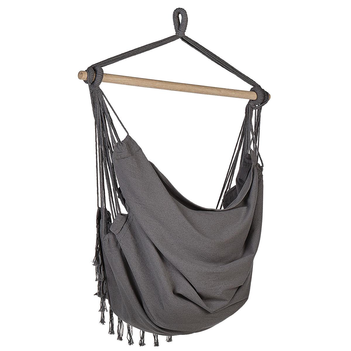 HÄNGESSESSEL Makramee Baumwolle grau Bonea - Grau, Textil (95/125/55cm) - Beliani