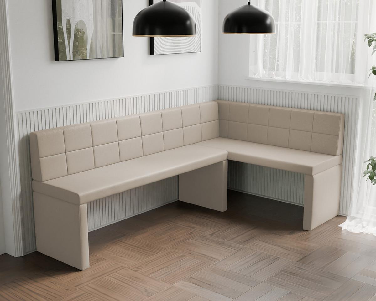 ECKBANK rechts MELVIN Kunstleder, 142/196 cm Beige - Beige, Holz/Kunststoff (142/196cm) - Idohome