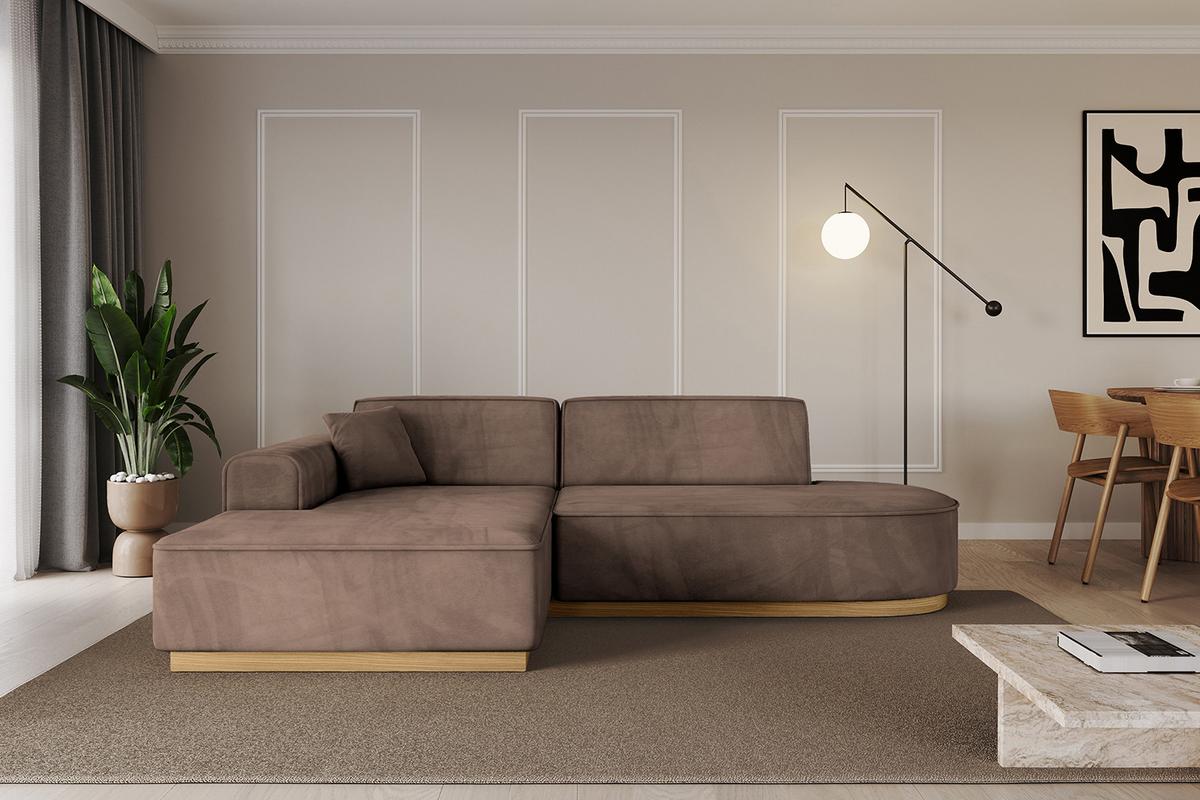 ECKSOFA Ottomane Links IREA-L1-v2 - 232x165x80 cm Braun - Braun, Holzwerkstoff/Textil (232/165cm) - ALTDECOR