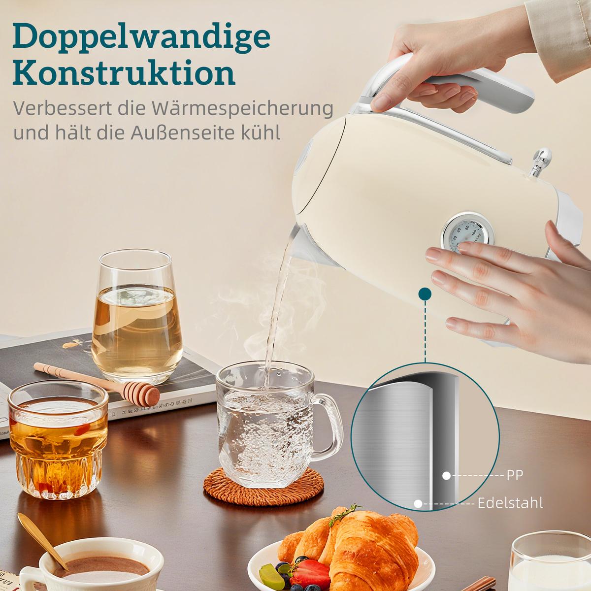 KOCHER-TOASTER-SET 2er Set Kunststoff Edelstahl Cremeweiß - Creme, Kunststoff (16/24.4/23.5cm) - HOMCOM