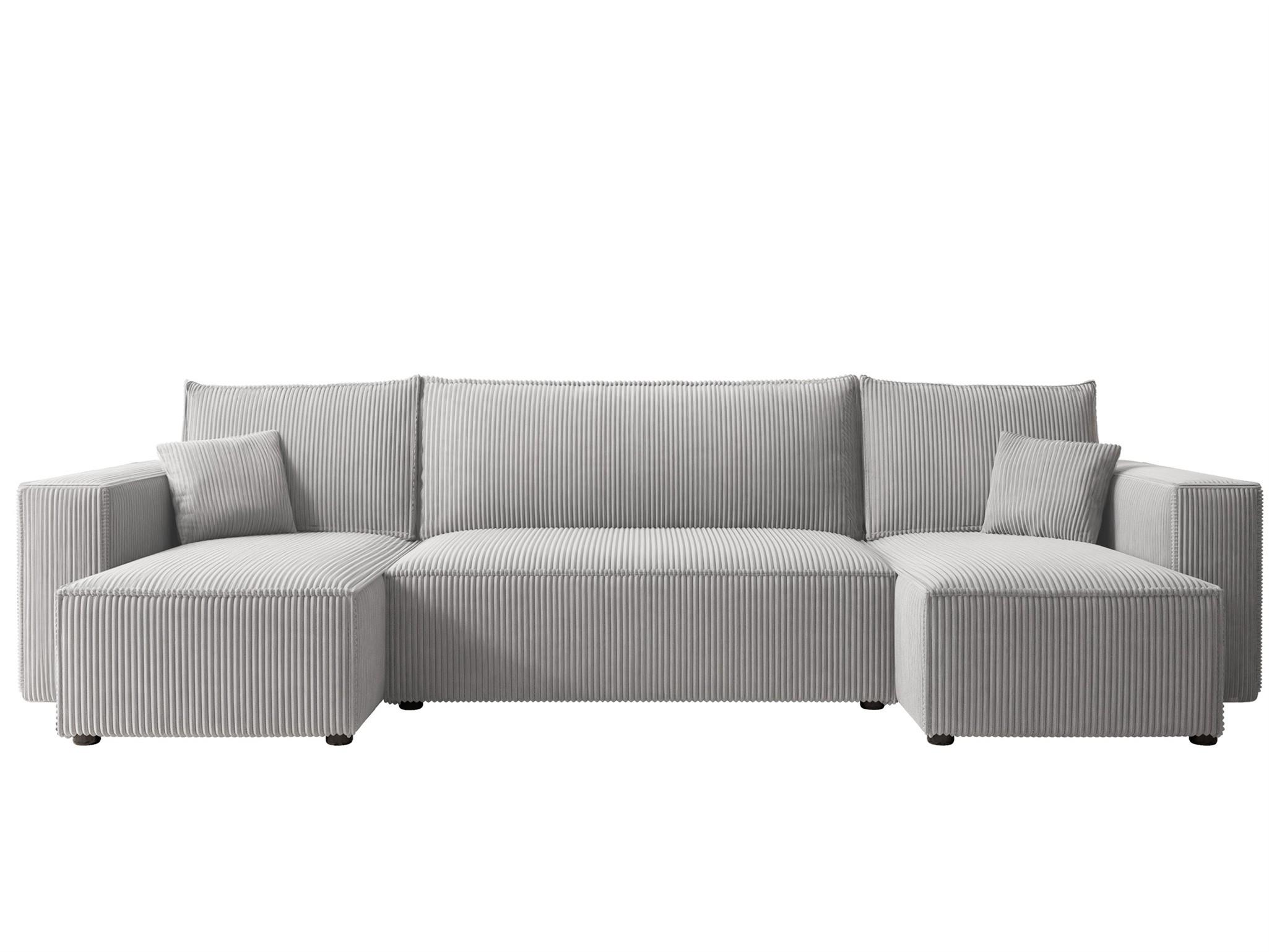 WOHNLANDSCHAFT Adara Schlaffunktion - Hellgrau, Holzwerkstoff/Textil (312/83/145cm) - Fun Möbel