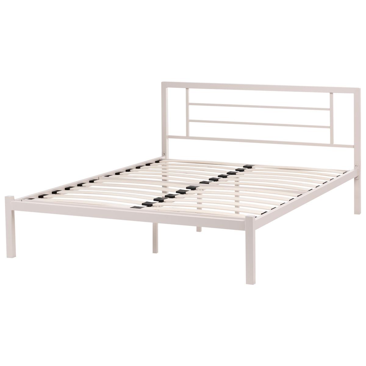 BETT mit Lattenrost 140/200 Stahl Hellbeige Cusset - Beige, Metall (140/200cm) - Beliani