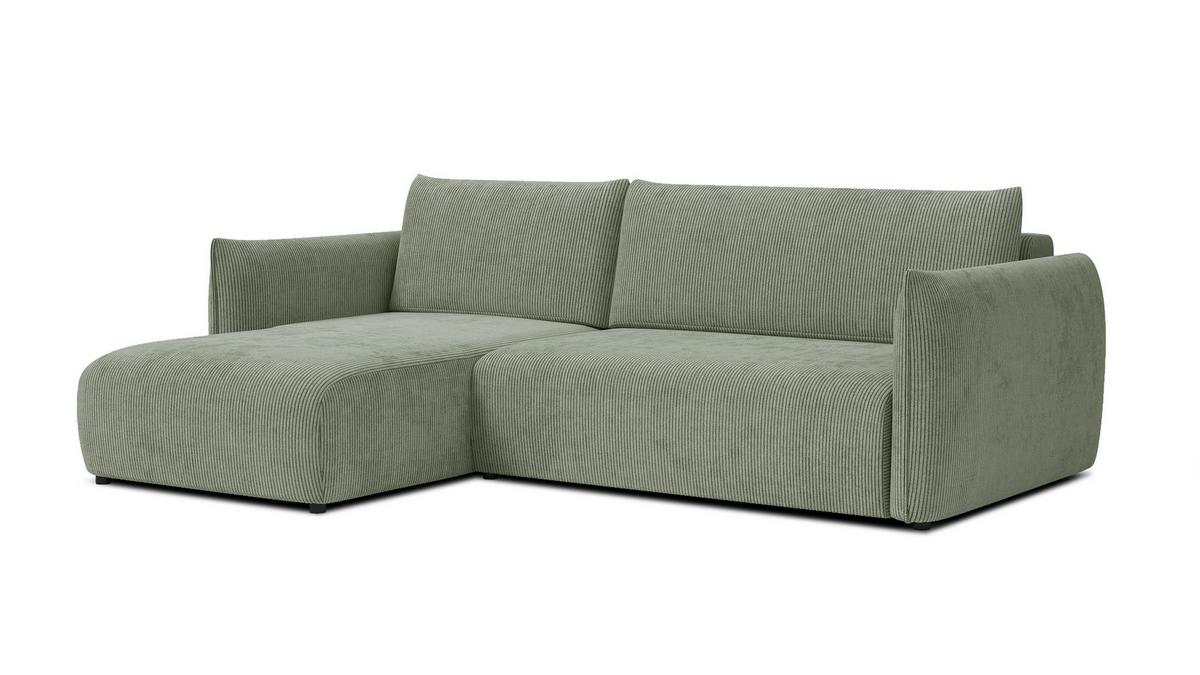 ECKSOFA TAUER 3-Sitzer rechts, mint - Schwarz/Grün, Holz/Textil (248/173cm) - Wozimo