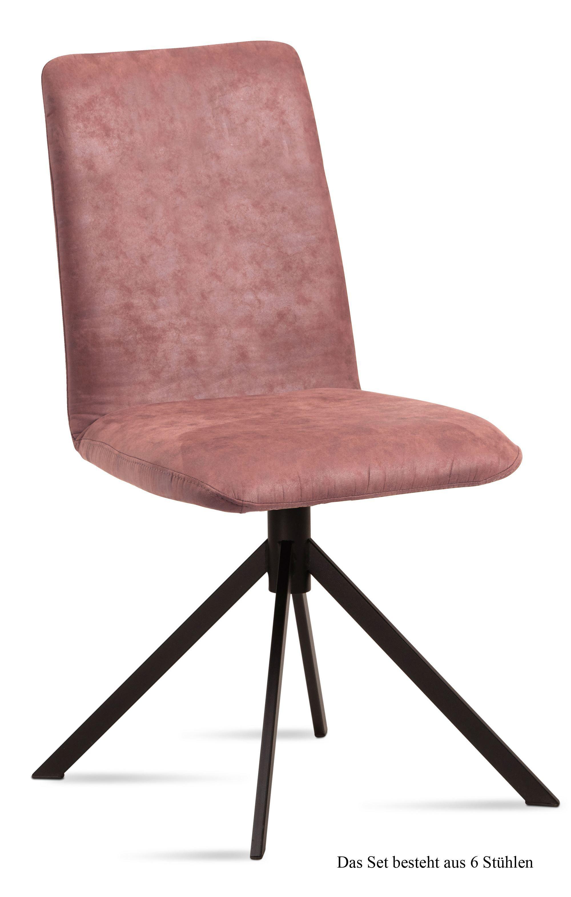 ESSZIMMERSTUHL (6er-Set) Dredi 47x92x60 Schwarz/Rosewood - Dunkelrosa/Schwarz, Kunststoff (60/92/47cm) - 58aufmkessel