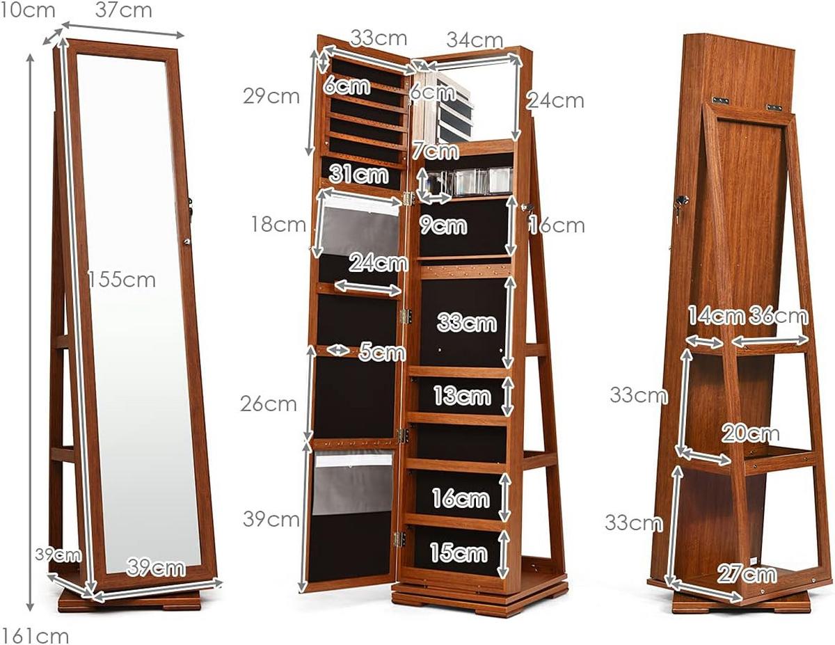 SCHMUCKSCHRANK 2 in 1 Leiterregal Braun - Braun, Holz (39/161/39cm) - COSTWAY