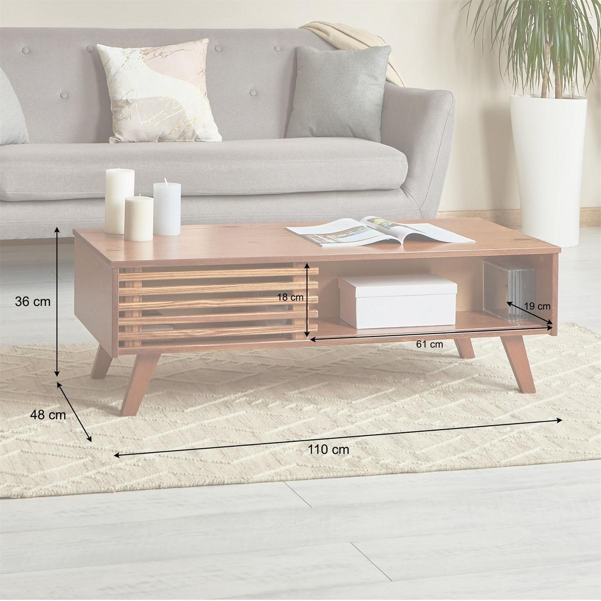 COUCHTISCH SEAN - Kastanienfarben, Holz (47/110/36cm) - IDIMEX