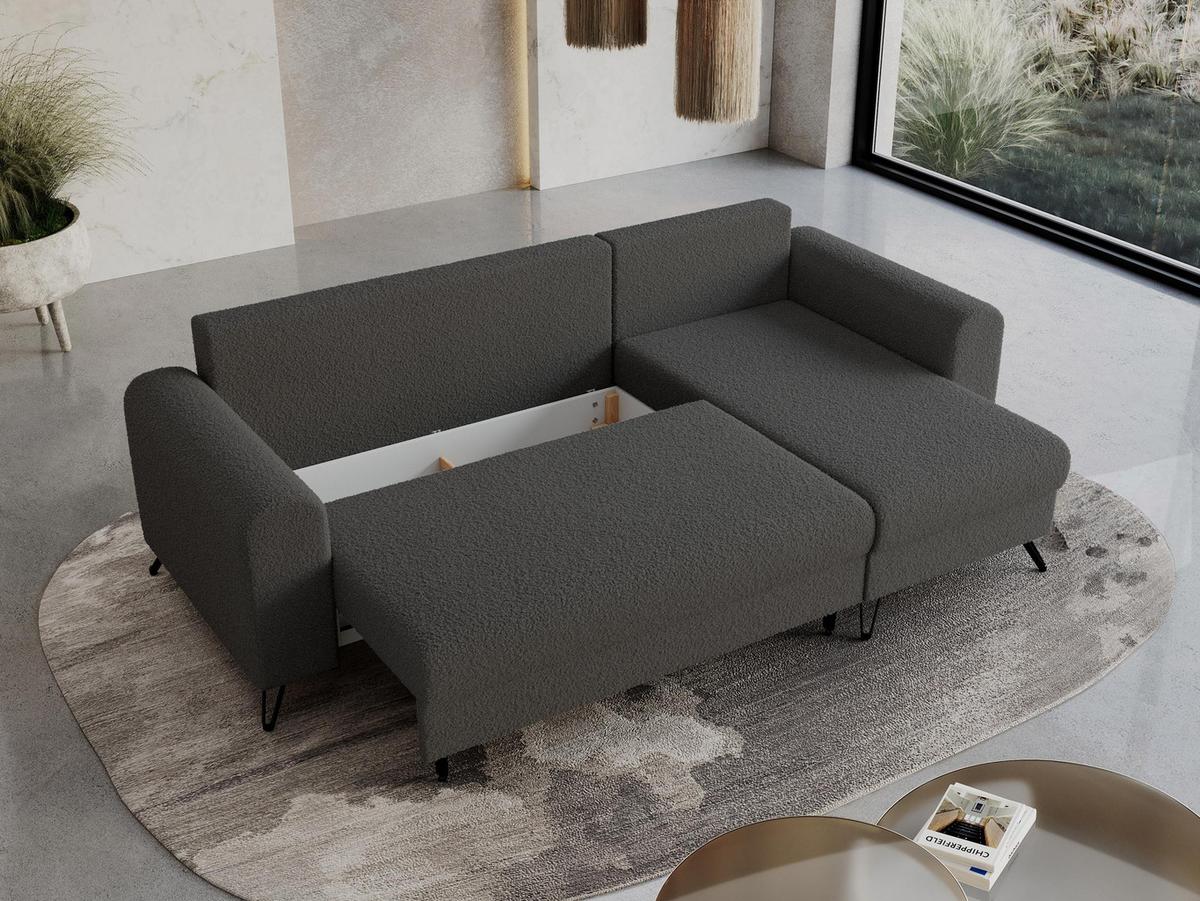 ECKSOFA Hugo Boucle Dunkelgrau - Dunkelgrau/Schwarz, Textil/Metall (242/140cm) - MKS