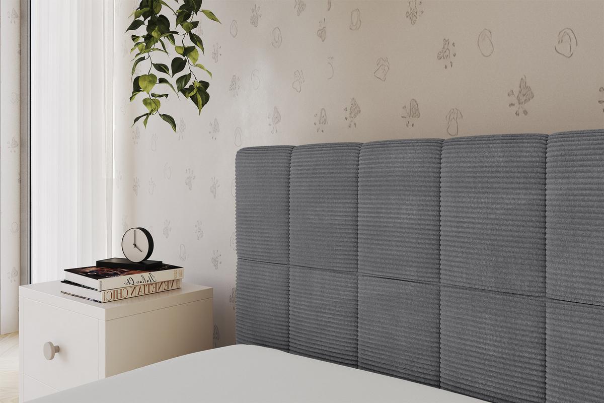 EINZELLBETT Jugendbett mit Bettkasten, Rechts - TULY 100x200 Dunkelgrau - Schieferfarben, Holzwerkstoff/Textil (100/200cm) - ALTDECOR