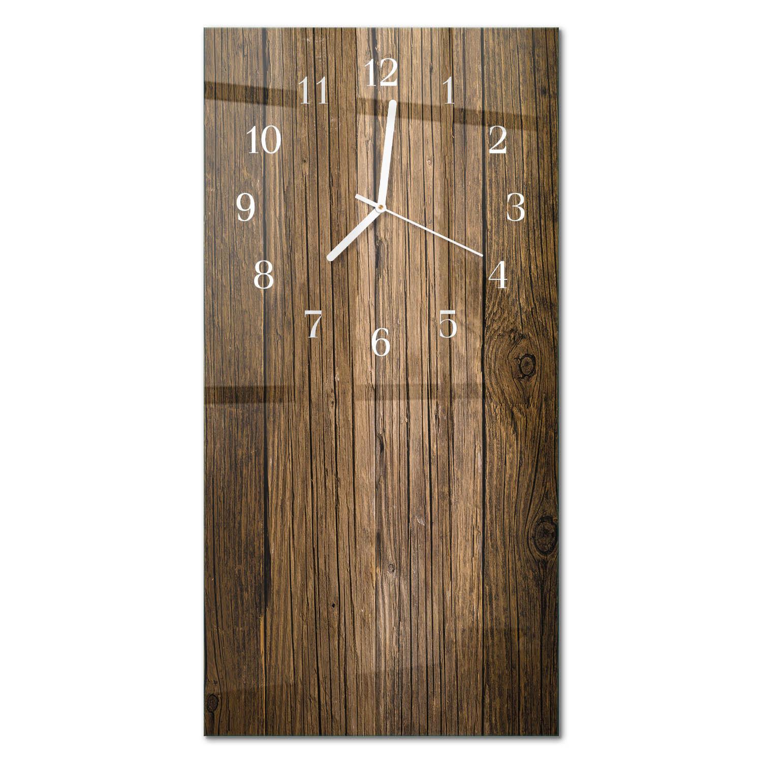 WANDUHR aus Glas 30x60 cm - Holz - Braun, Glas (30/60/0.4cm) - TULUP