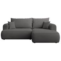 ECKSCHLAFSOFA Ovo Mini Dunkelgrau Easy-Clean-Chenille-Bezug - Dunkelgrau/Schwarz, Kunststoff/Textil (156/238cm) - Selsey